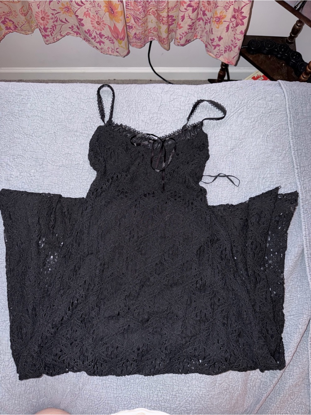 Free People Black Crochet Lace Slip Dress